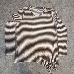 Madewell Brown White Stripe Side Tie Top Size Small